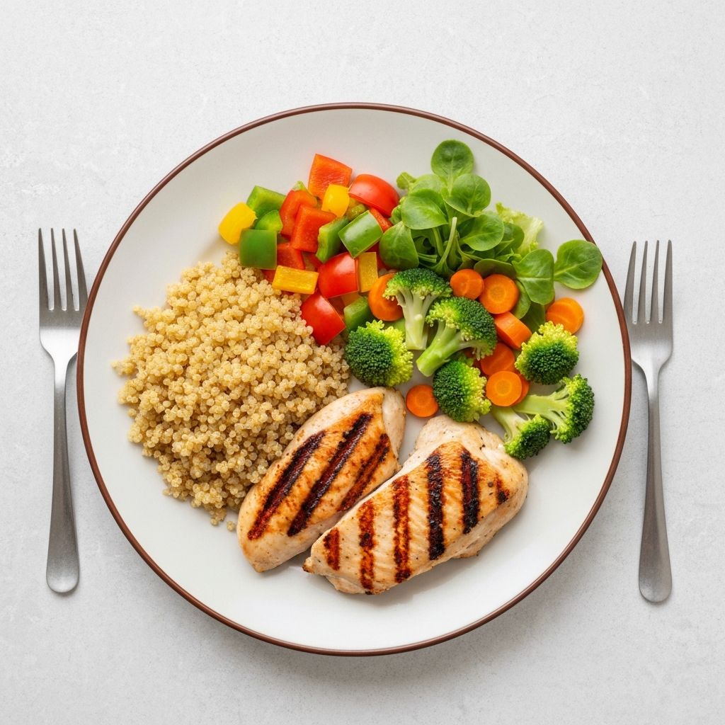 Balanced meal with grilled chicken and vegetables