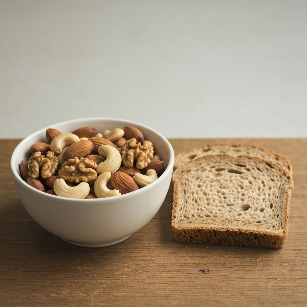 Mixed nuts and whole grain bread